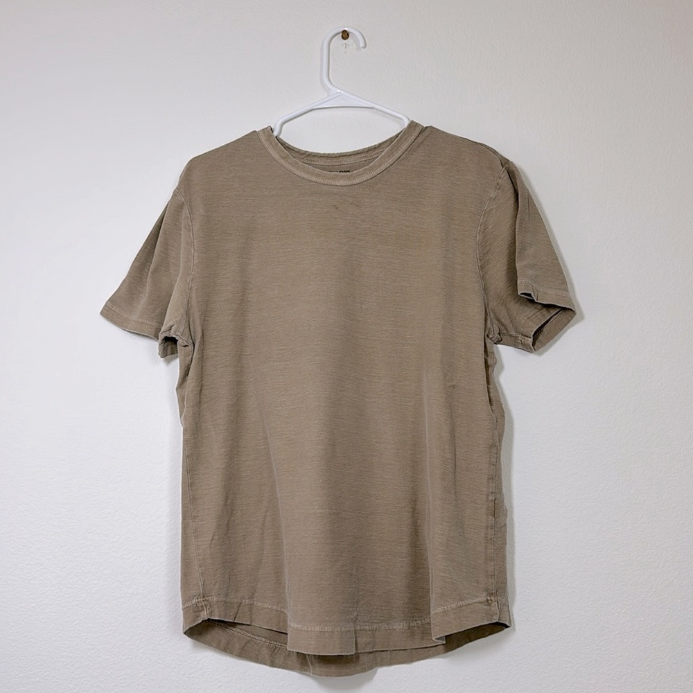 Buck Mason Slub Curved Hem T-Shirt, Tan, Size M